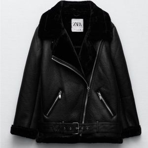 Zara- Black Doubled faced leather Jacket